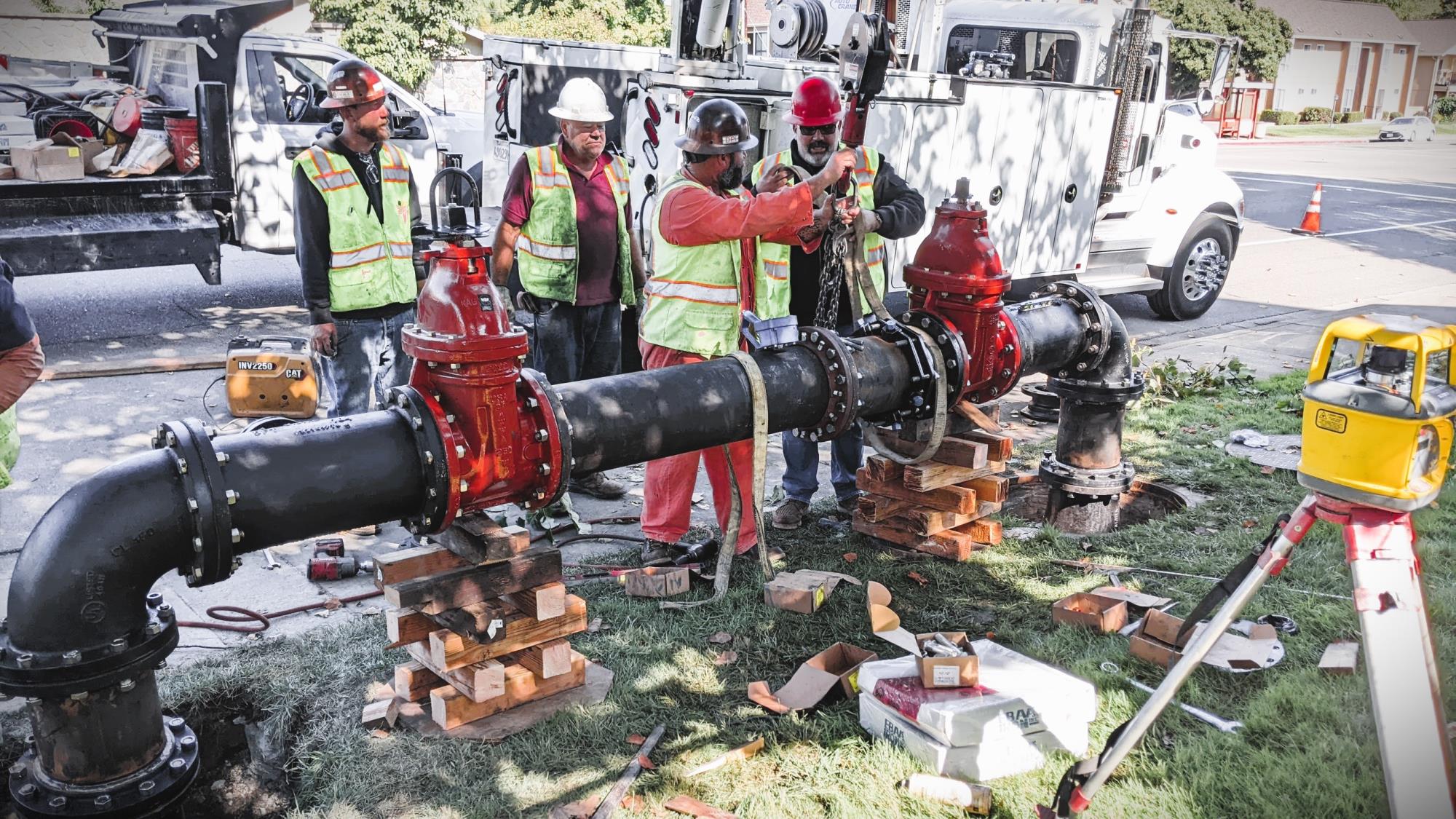 EBMUD and DSRSD staff conduct a test of an emergency water intertie